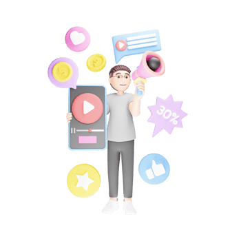 3D Character Illustration for Online Promotion png