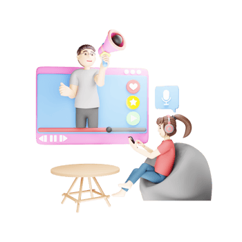 Social Advertising - 3D Character Illustration for Business Marketing png