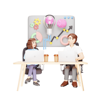 Team Brainstorming - 3D Character Illustration for Business Strategy and Collaboration Meeting png