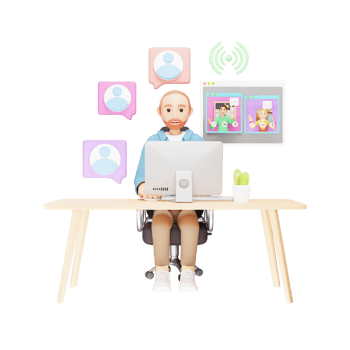 Virtual Team Collaboration - 3D Character Illustration for Business png