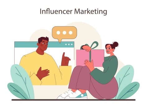 Influencer Marketing concept. A visual representation of influencer partnerships. vector