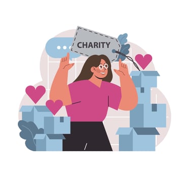 Charity and charitable foundation set. Help for people in need. Humanitarian vector