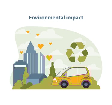 Electric Car Environmental Impact Illustration. A picturesque vector displaying.