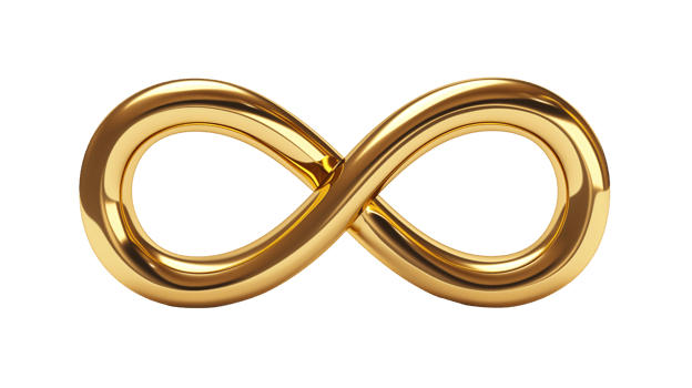 AI generated Golden material infinity sign. Autism Aceeptance symbol, diversity of the autistic spectrum. Isolated. png