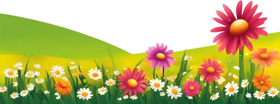 AI generated Wildflower field, Clipart of colorful spring wildflowers field. png