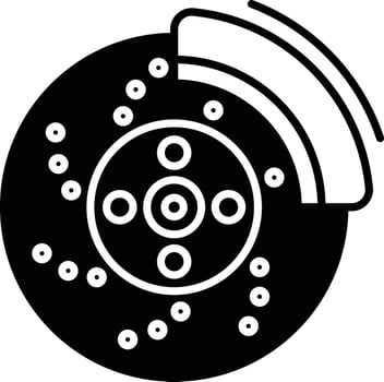 Disk brake glyph and line vector illustration