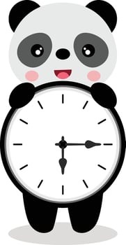 Cute panda with clock inside vector