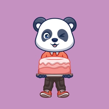 Birthday Panda Cute Cartoon vector