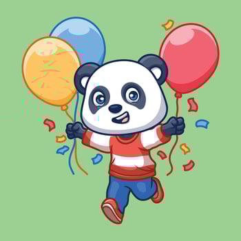 Birthday Panda Cute Cartoon vector
