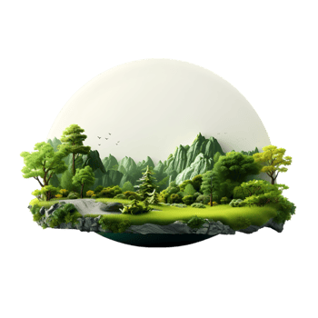 AI generated 3d render of a small island with grass and trees on transparent background png