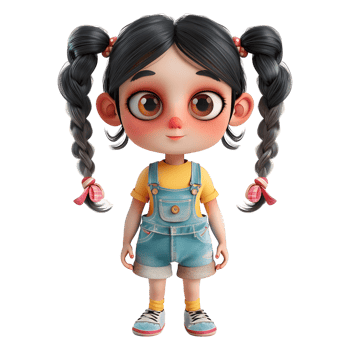 AI generated 3D Rendering of a Toddler Girl Standing and Smiling on Transparent Background - Ai Generated png