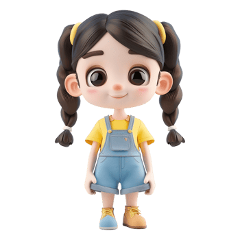 AI generated 3D Rendering of a Toddler Girl Standing and Smiling on Transparent Background - Ai Generated png