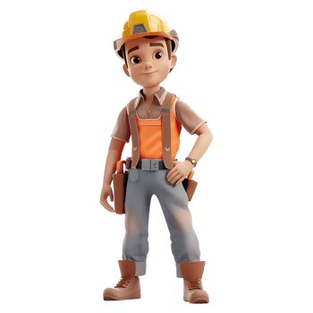 AI generated 3D Rendering of a Construction Worker Standing with Equipment's on Transparent Background - Ai Generated png