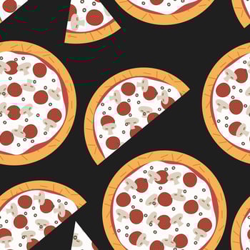 Delicous paparoni pizza seamless pattern, good for food wrapping or wallpaper vector