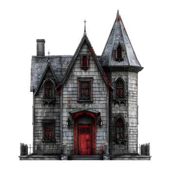 AI generated 3D Rendering of a Horror Halloween House on Transparent Background - Ai Generated png