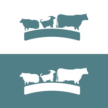 Vector silhouette illustration Cow chicken goat animal farm group logo