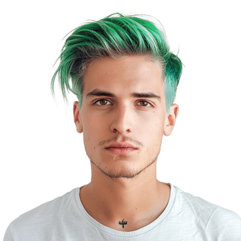AI generated Portrait of a man with green hair isolated on transparent background png