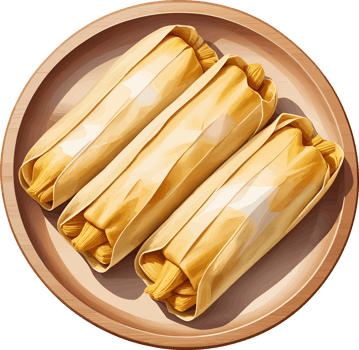 AI generated Isolated plain tamales on wooden plate illustration on transparent background png, perfect design element for traditional Mexican food recipe and idea, cooking and kitchen decor png