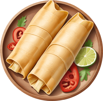 AI generated Isolated tamales on wooden plate illustration on transparent background png, design element for traditional Mexican food recipe and idea, cooking and kitchen decor png