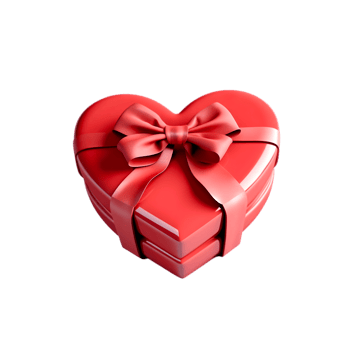 AI generated a pink heart shaped box with a red bow on it png