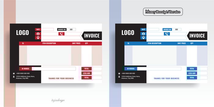 Customizable business invoice template. tax. receipt. bill. vector illustration, Invoice, or money receipt for customers.