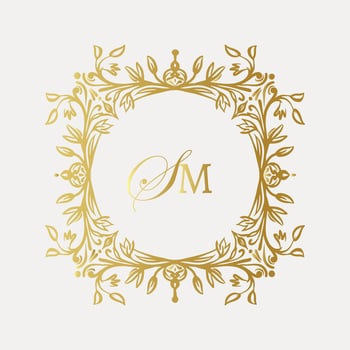 Wedding monogram design with SM inital. Monogram crest with intricate motif designs vector