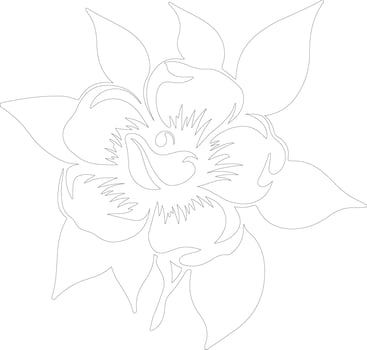AI generated gardenia  outline silhouette vector