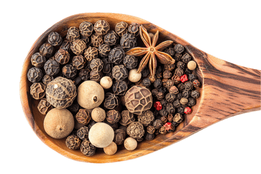 AI generated Assorted Exotic Spices in Wooden Spoon png