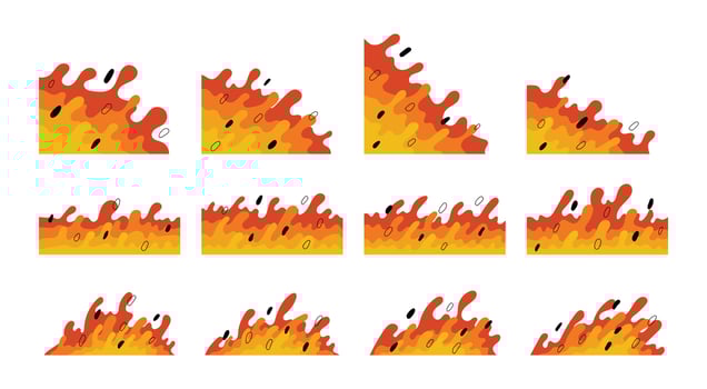 Red Wave Organic Corner Vector Illustration. Flat Fire Flame on White Background. Cartoon Style Fire. Dynamic Waves and Liquid Border. Burning Fire Element. Red Fluid Vector Decoration