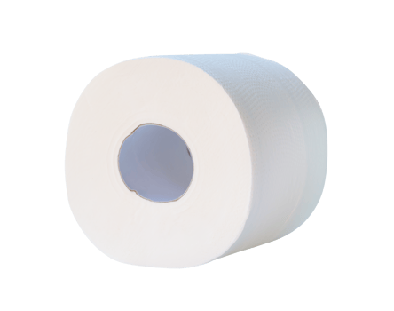 Side view of white tissue paper roll isolated with clipping path in png file format