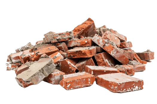 AI generated Pile of Broken Red Bricks png
