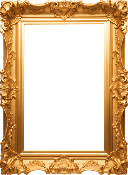 AI generated Gold picture frame, Vertical size, PNG
