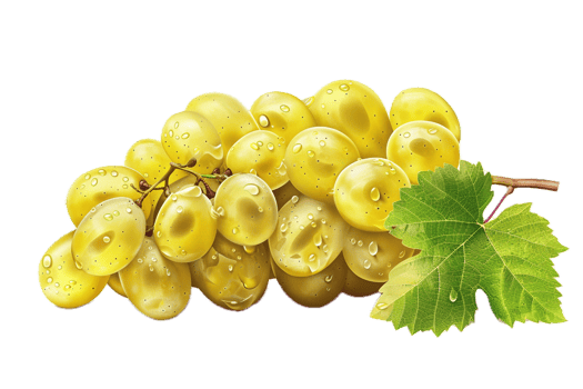 AI generated Fresh Green Grapes Bunch with Leaf png