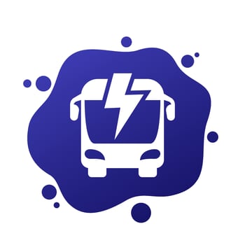 electric bus icon, clean city transport vector