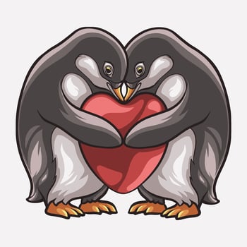 Penguin Love mascot great illustration for your branding business vector