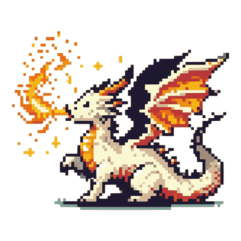 AI generated pixelation of dragon on transparent background png