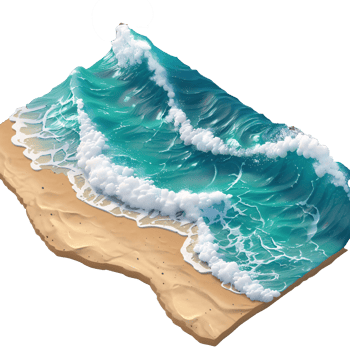 AI generated isometric Tropical Paradise with Palm Trees, and Beach Illustration png