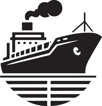 minimal International shipping tanker ship under round shape logo vector icon 17
