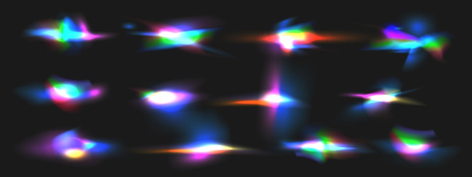 Crystal rainbow leak glare reflection effect vector