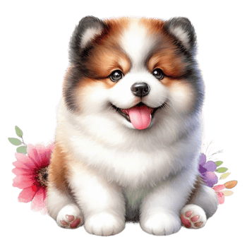 AI generated Cute dog drawn with watercolors png