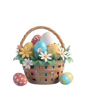 AI generated illustration 3d basket of egg for celebrate easter ai generated png