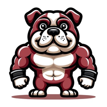 AI generated Strong athletic body muscle bulldog mascot design vector illustration, logo template isolated on white background
