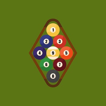 nine ball setup vector illustration of billiard ball logo on green background