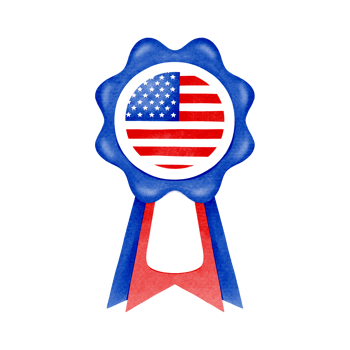 American Flag Blue Rosette Ribbon American Flag Trophy Award png