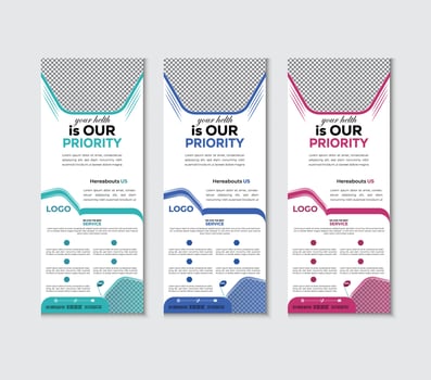 Print health care roll up banner design vector