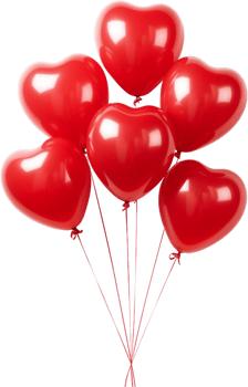 AI generated red balloons in the shape of hearts png