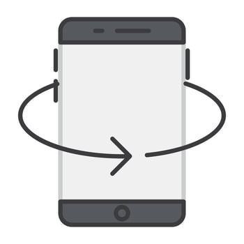 Rotating arrow with smartphone, icon of tilt phone vector