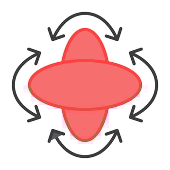 Rotating arrow with specific angle denoting concept of 360 degree rotation vector