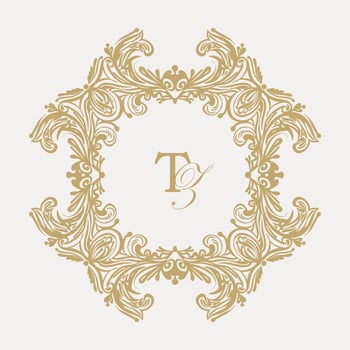 Intricate wedding monogram crest design with TZ initials. vector