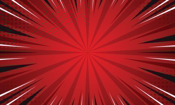 Abstract radial stripes comic red background vector